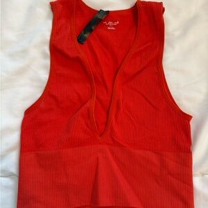 Urban Outfitters Vibrant Red Ribbed Tank Top